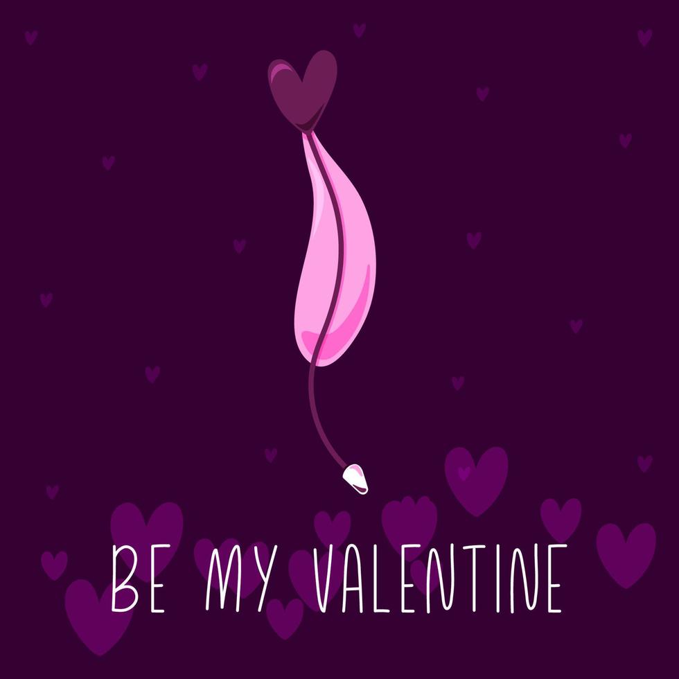 Be my Valentine card with love pen for lovely quote vector