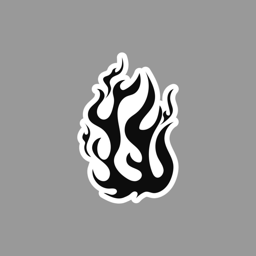 Hand drawn fire illustration in sticker. silhouette of flames for design element. vector