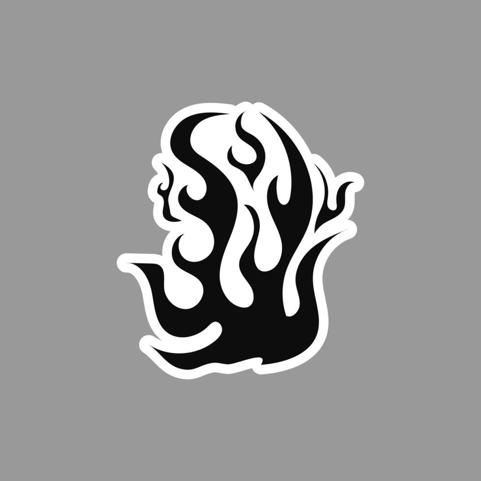 Hand drawn fire illustration in sticker. silhouette of flames for design element. vector