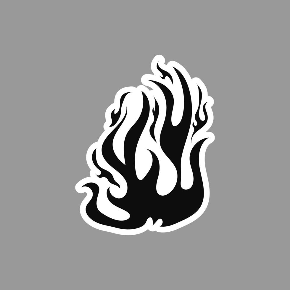 Hand drawn fire illustration in sticker. silhouette of flames for design element. vector