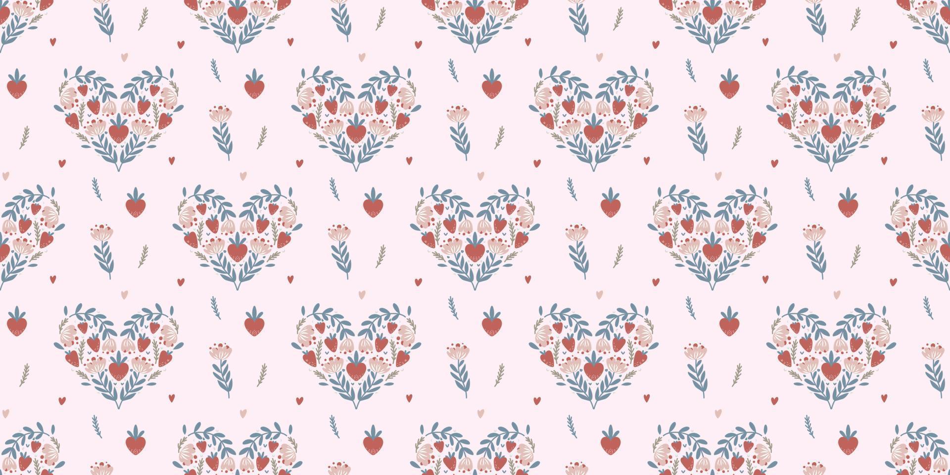 Cute hearts seamless vector pattern. Valentine's Day hand drawn background. Marker drawn different heart shapes and silhouettes. Hand drawn ornament