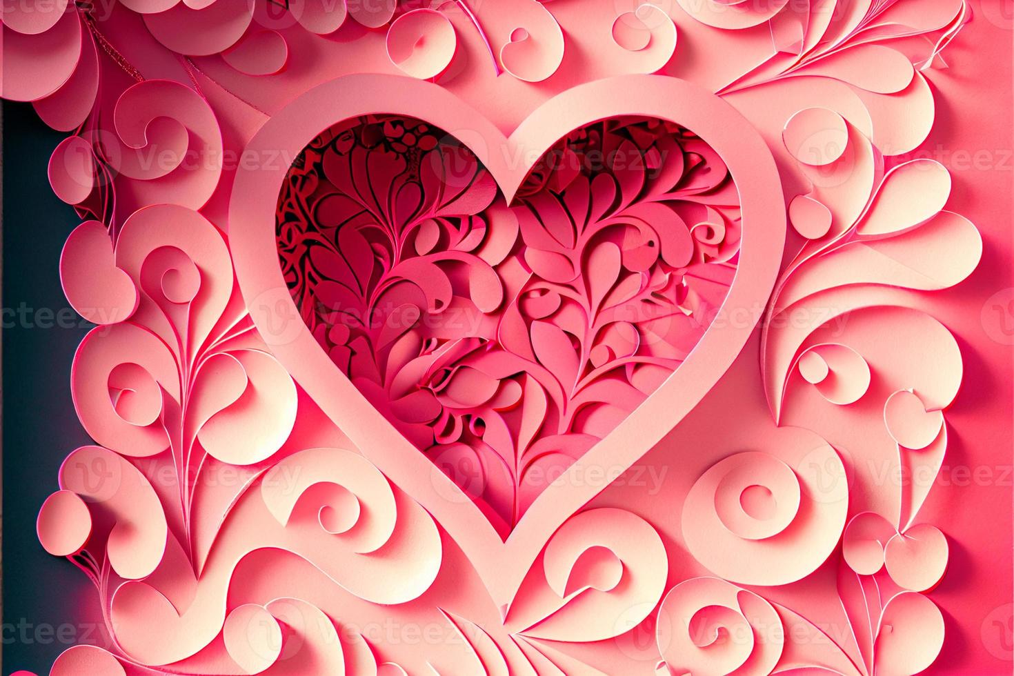 amor, día de san valentín. 14 de febrero. estilo de corte de papel arte generado 3d ai foto