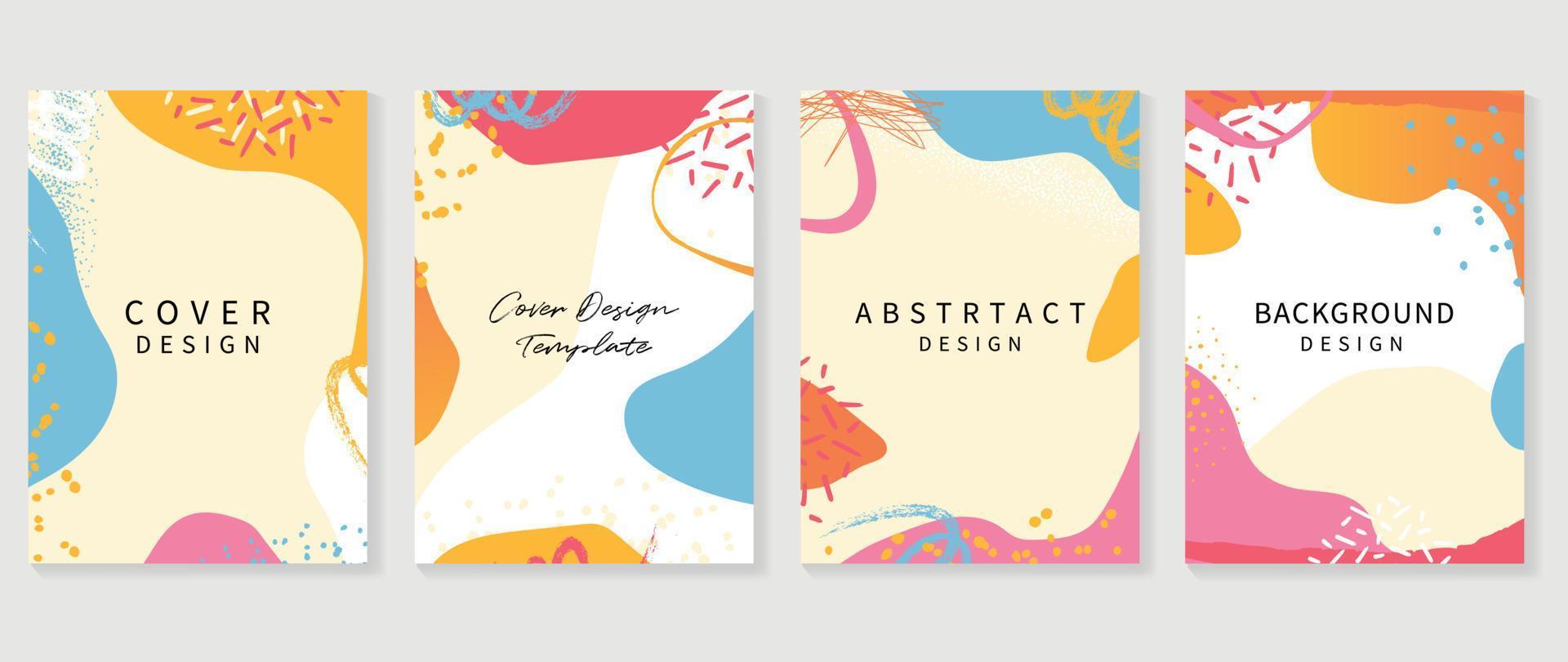 Abstract design cover set vector illustration. Creative background template with vibrant watercolor organic shapes, scribble paint. Design for greeting card, invitation, social media, poster, banner.