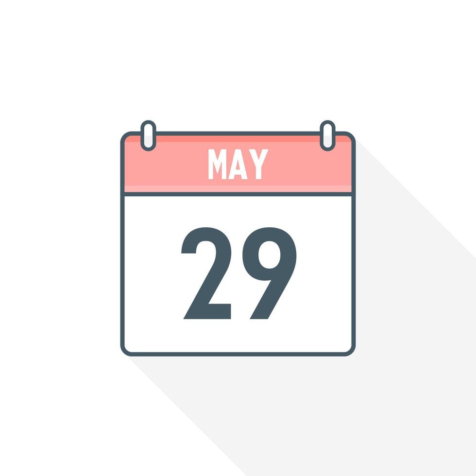 29th May calendar icon. May 29 calendar Date Month icon vector illustrator