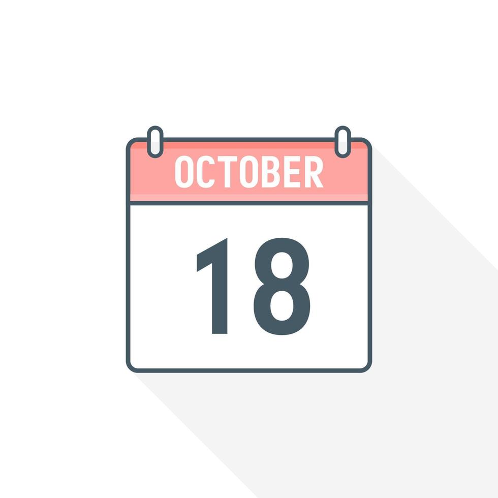 18th October calendar icon. October 18 calendar Date Month icon vector
