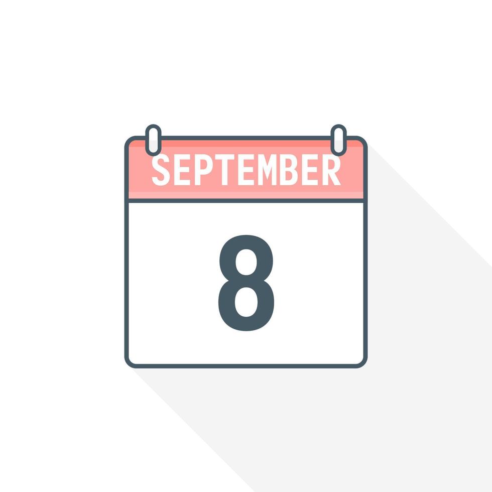 8th September calendar icon. September 8 calendar Date Month icon vector illustrator