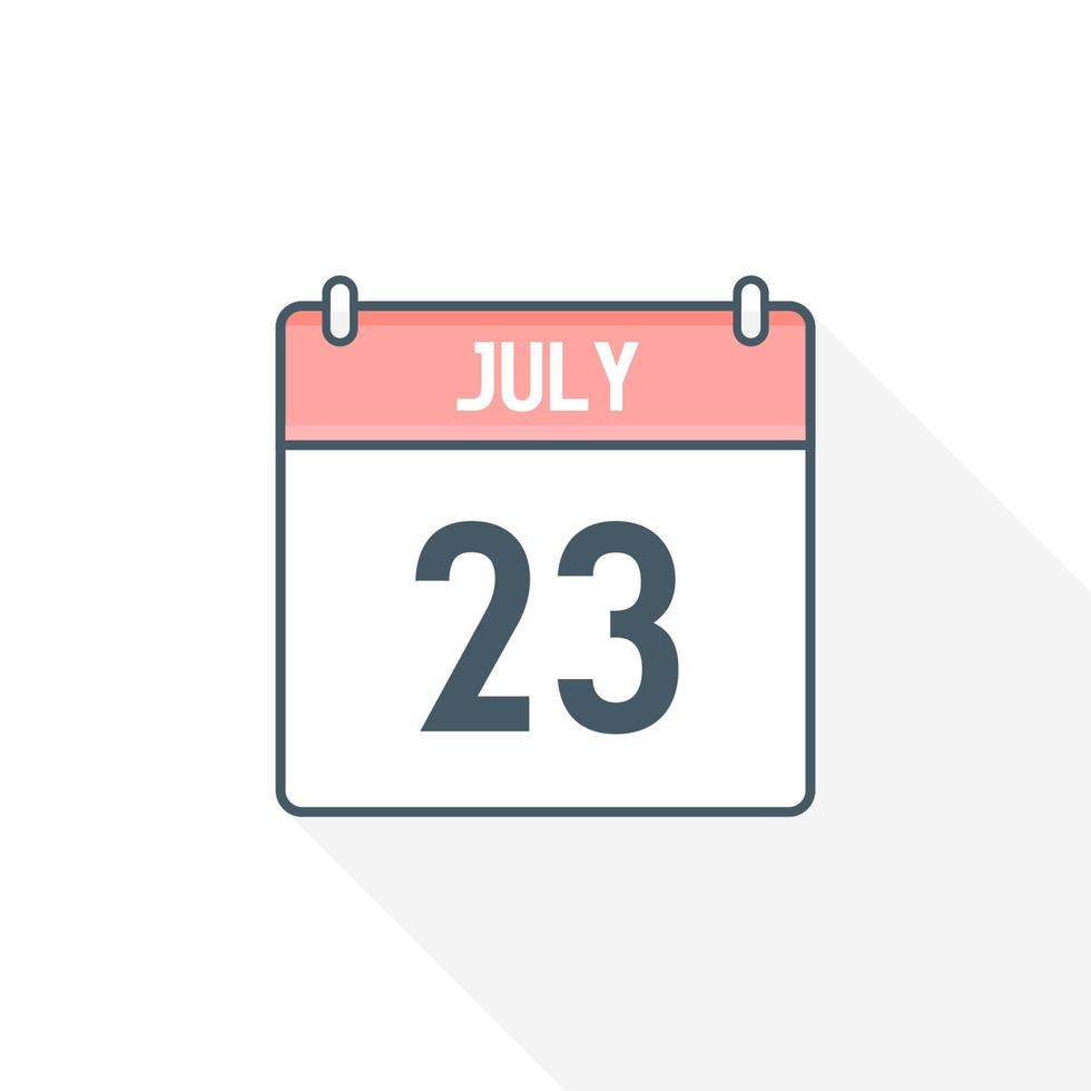 23rd July calendar icon. July 23 calendar Date Month icon vector illustrator