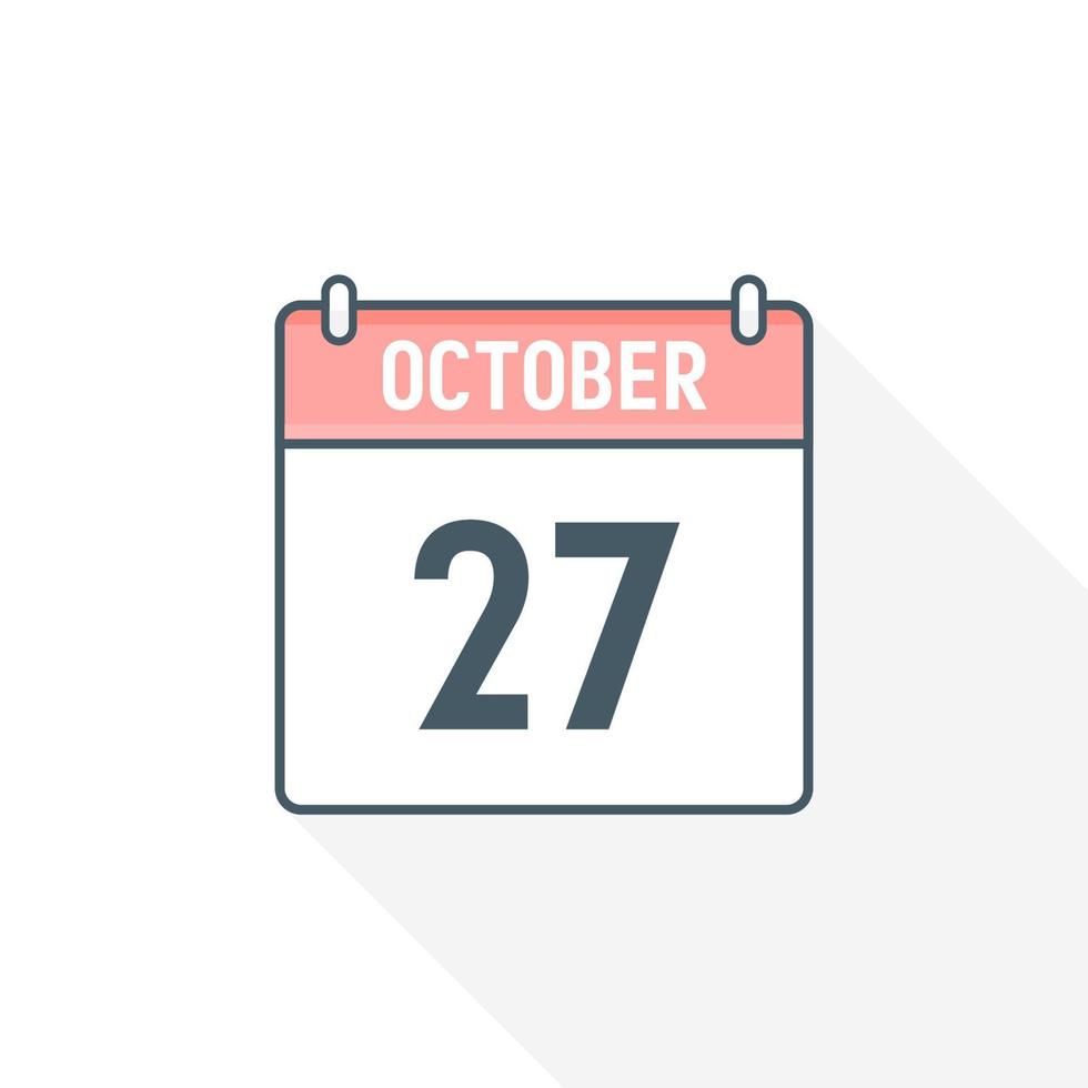 27th October calendar icon. October 27 calendar Date Month icon vector illustrator