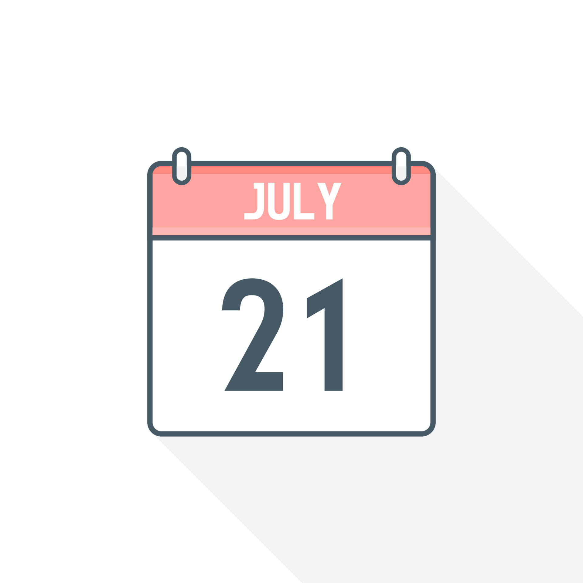 21st July calendar icon. July 21 calendar Date Month icon vector