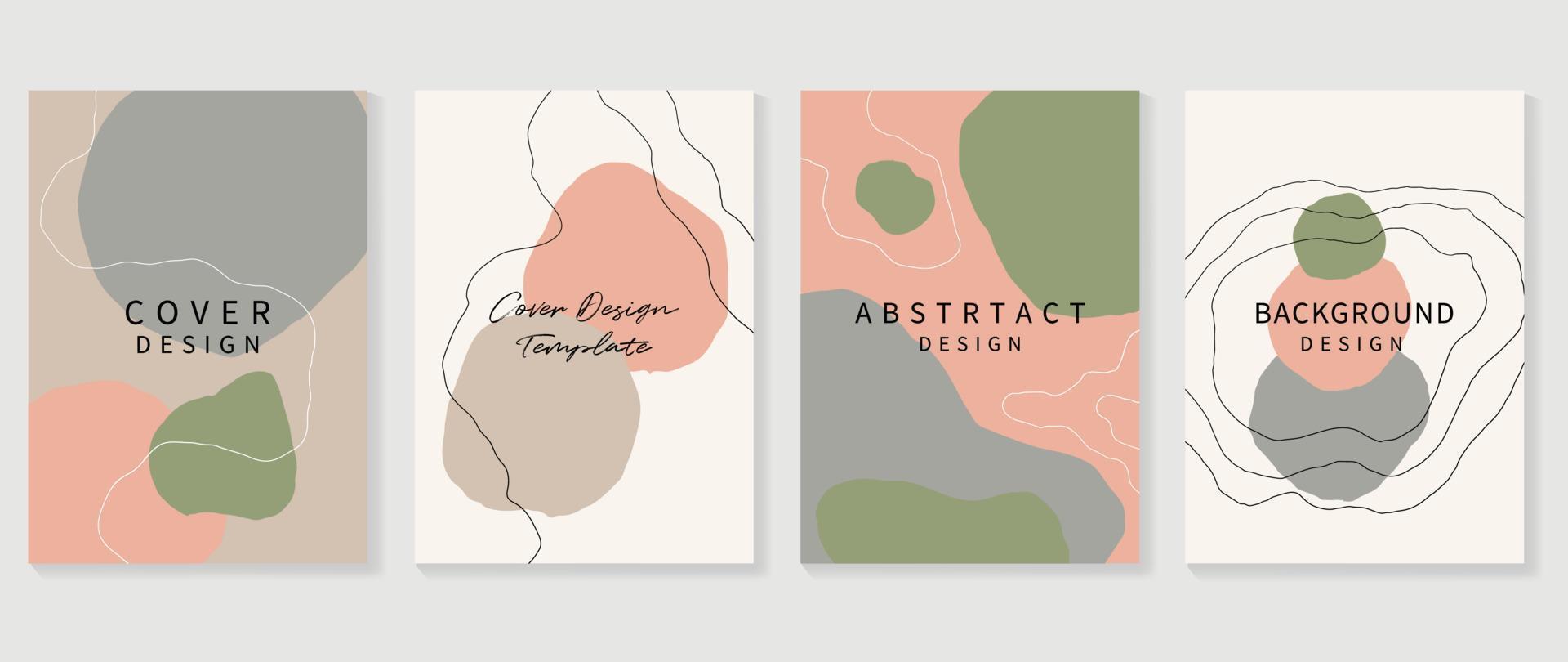 Abstract design cover set vector illustration. Creative background template with abstract colored organic shapes and line arts. Design for greeting card, invitation, social media, poster, banner.