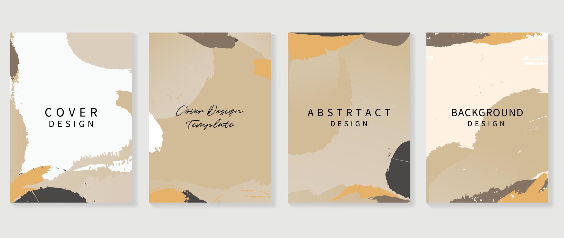 Abstract design cover set vector illustration. Creative background template with earth tone watercolor brush paint organic shapes. Design for greeting card, invitation, social media, poster, banner.