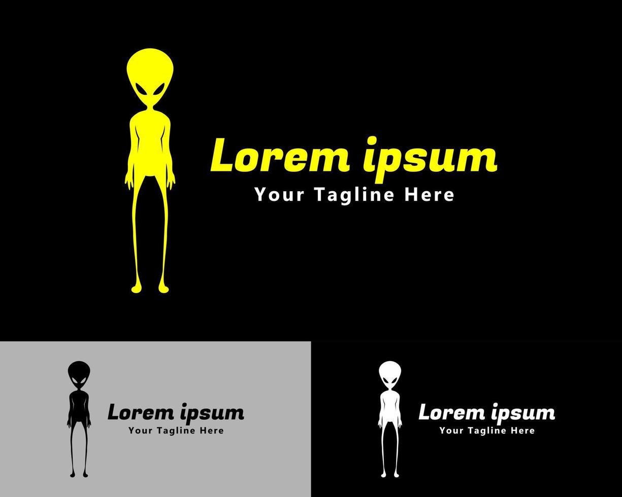 diseño de logotipo alienígena amarillo vector