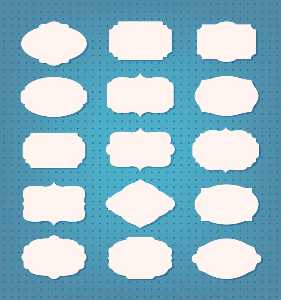 Blank frame and label set. Vector illustration.