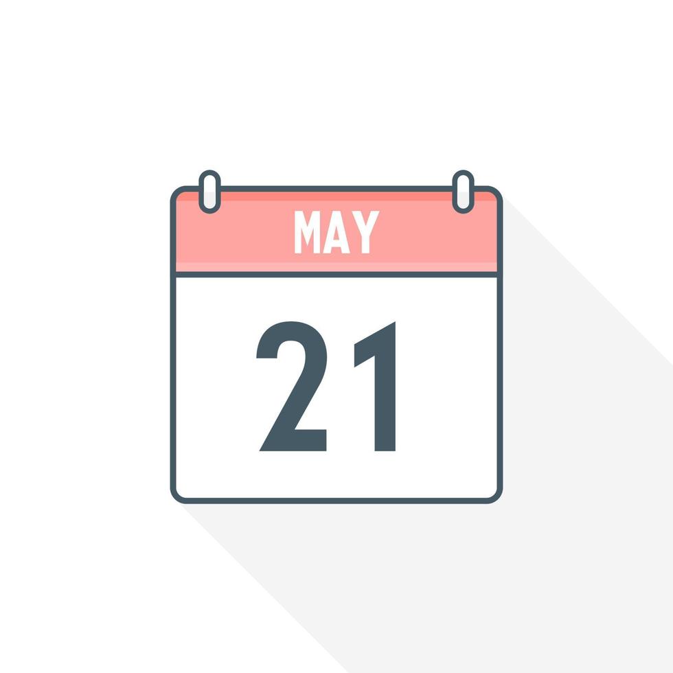 21st May calendar icon. May 21 calendar Date Month icon vector illustrator