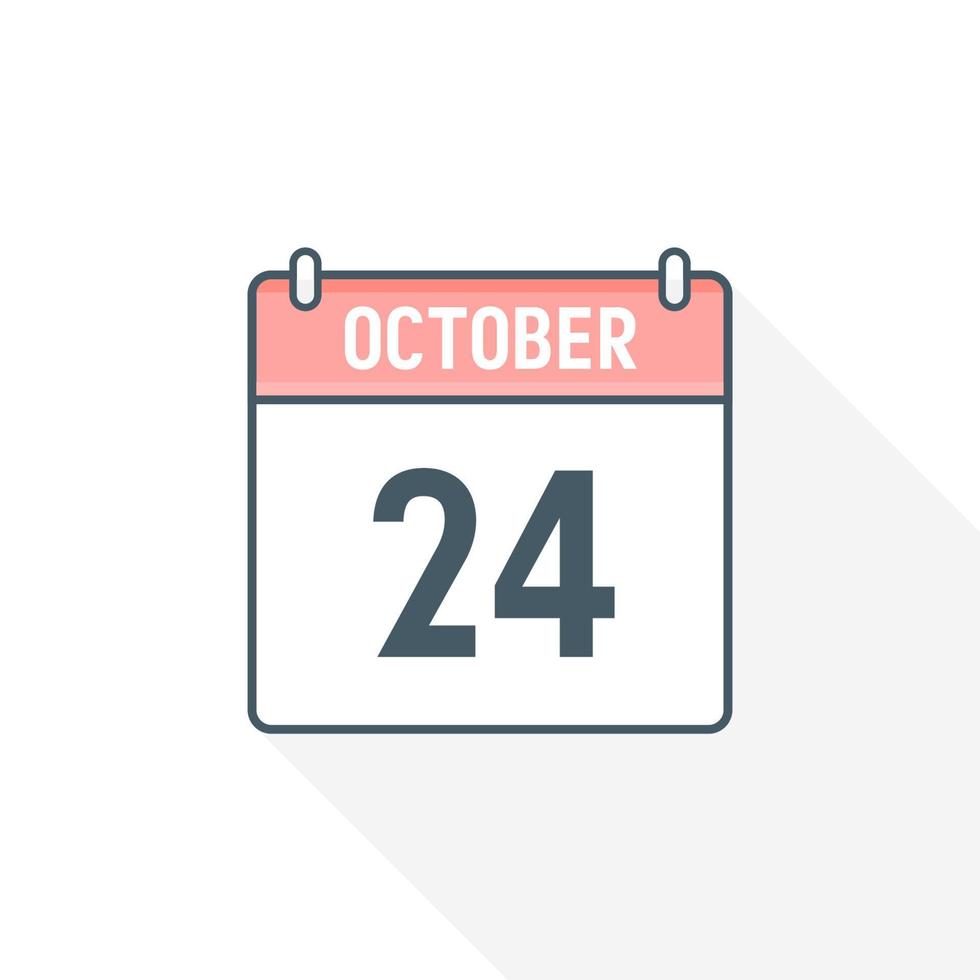 24th October calendar icon. October 24 calendar Date Month icon vector illustrator