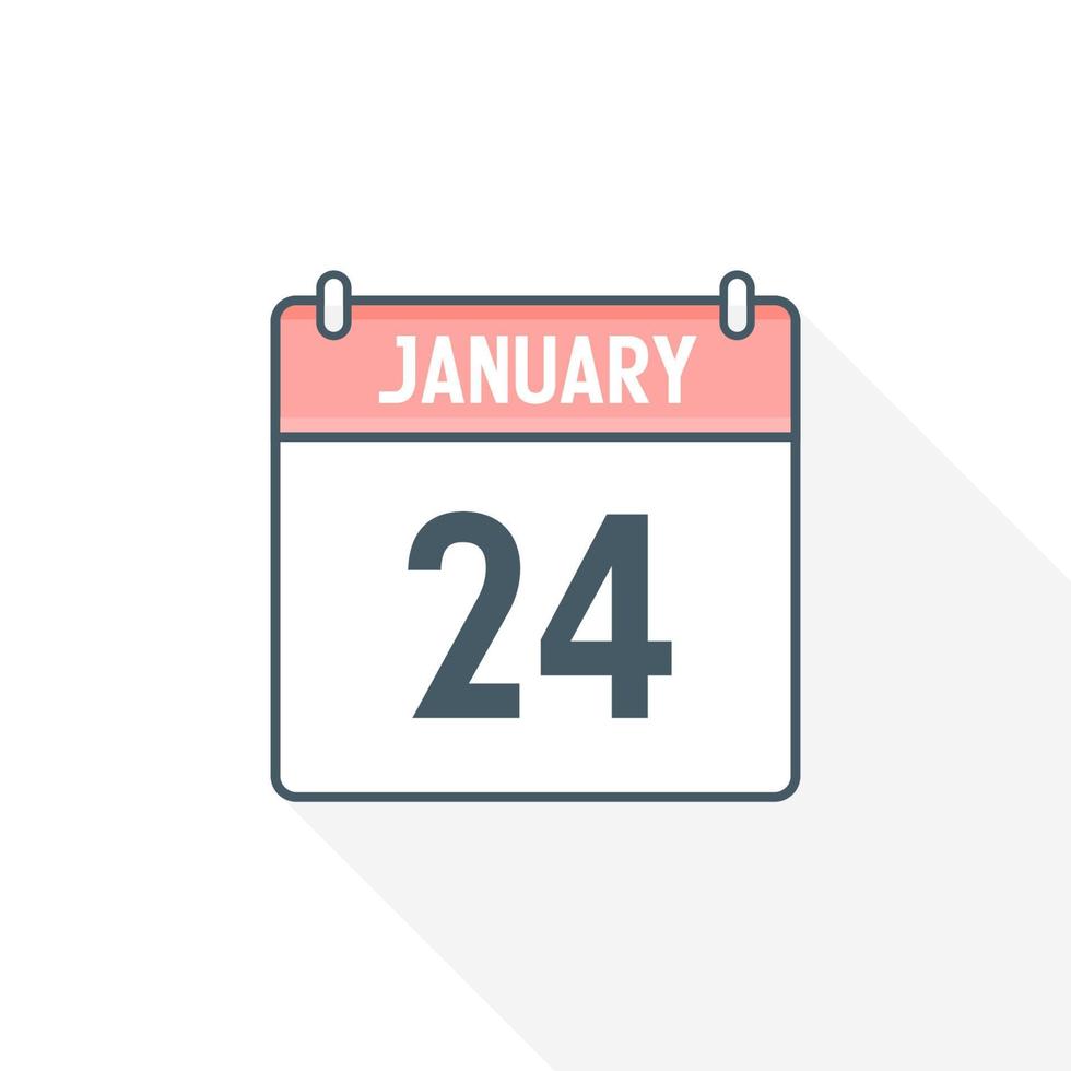24th January calendar icon. January 24 calendar Date Month icon vector