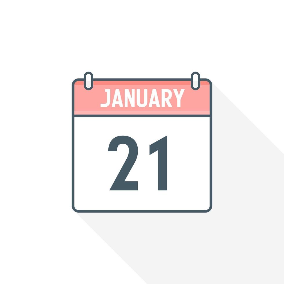 21st January calendar icon. January 21 calendar Date Month icon vector illustrator