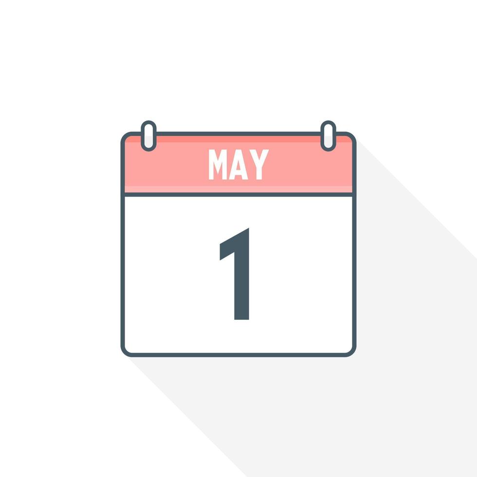 1st May calendar icon. May 1 calendar Date Month icon vector illustrator