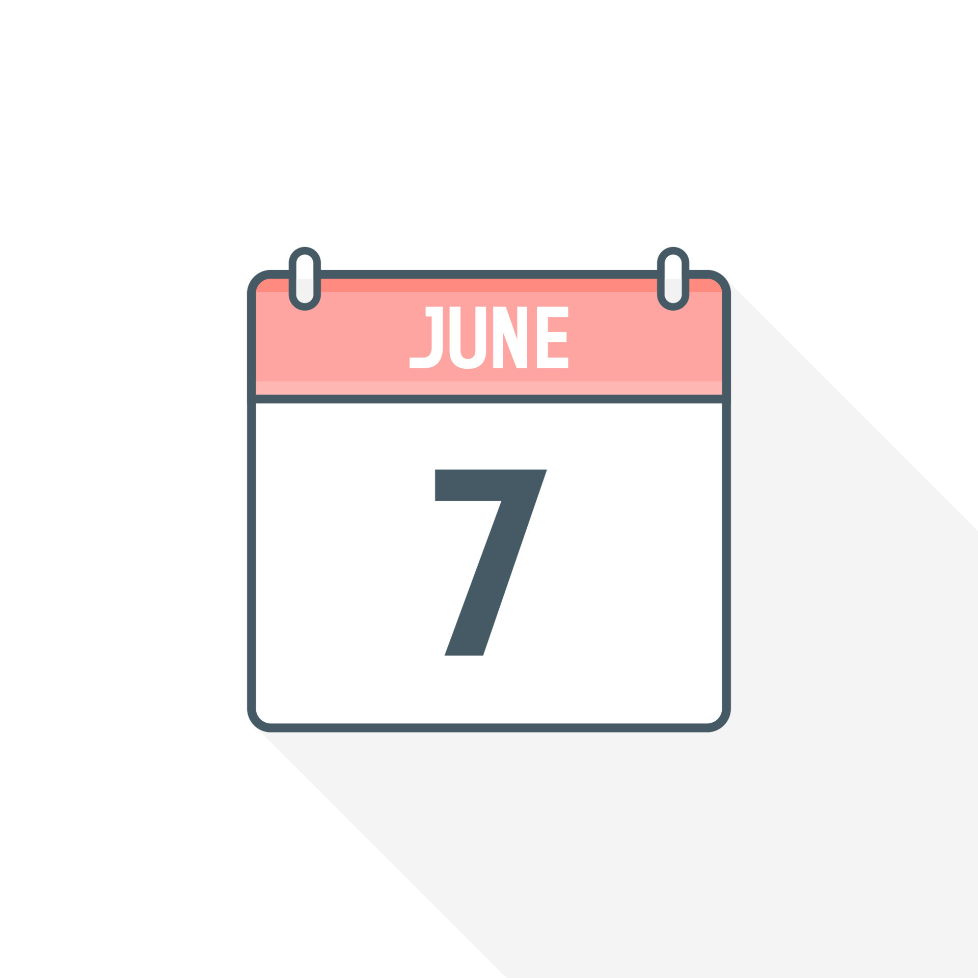7th June calendar icon June 7 calendar Date Month icon vector 7th June calendar icon June 7 calendar Date Month icon vector
