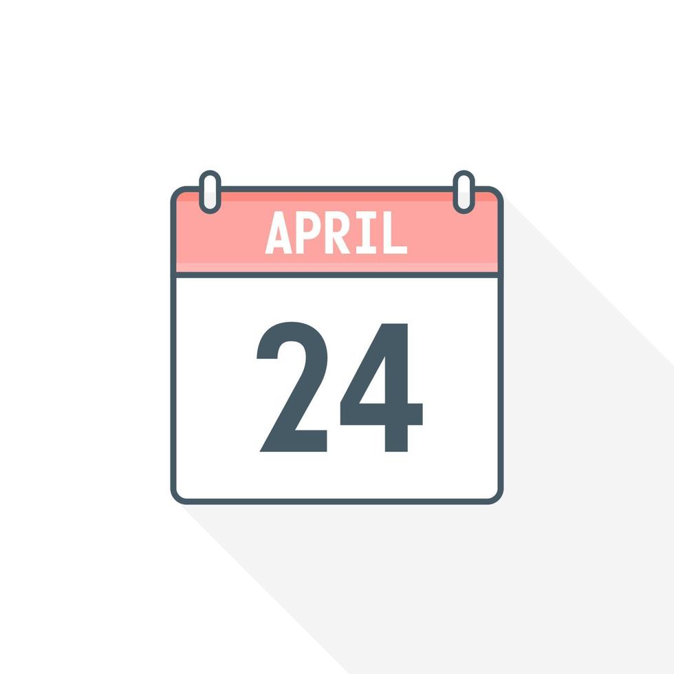 24th April calendar icon. April 24 calendar Date Month icon vector illustrator