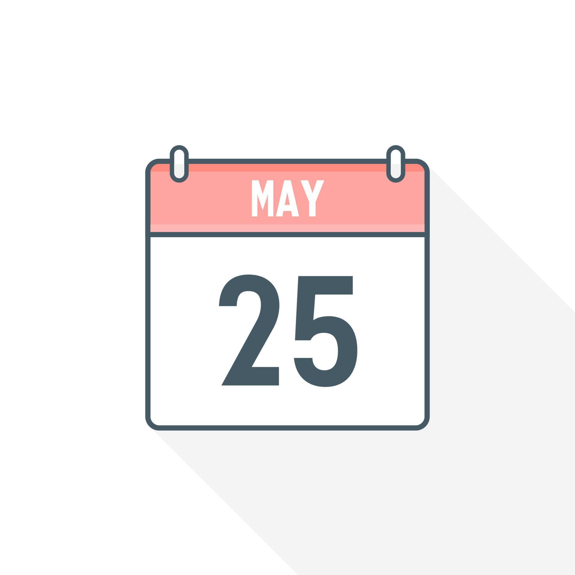 25th May calendar icon. May 25 calendar Date Month icon vector illustrator 17188700 Vector Art