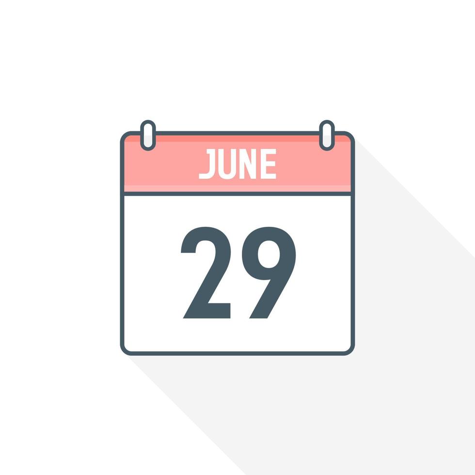 29th June Calendar Icon June 29 Calendar Date Month Icon Vector 29th June Calendar Icon June 29 Calendar Date Month Icon Vector