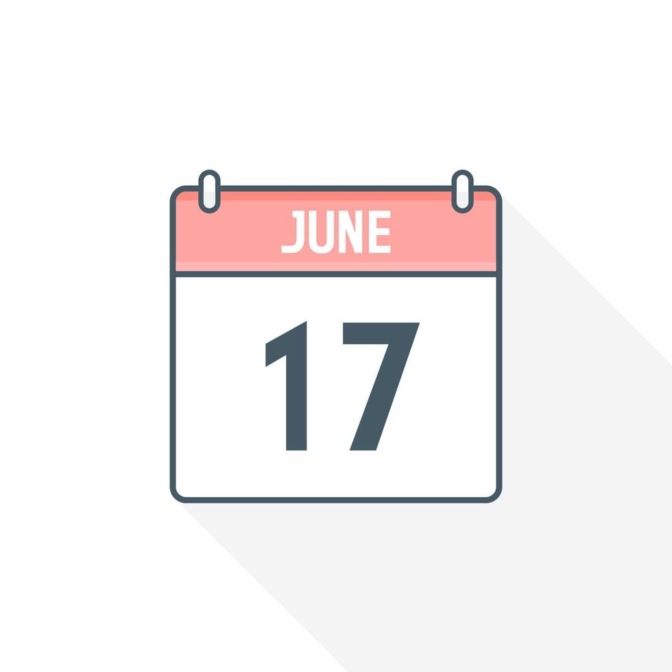 17th June calendar icon June 17 calendar Date Month icon vector 17th June calendar icon June 17 calendar Date Month icon vector