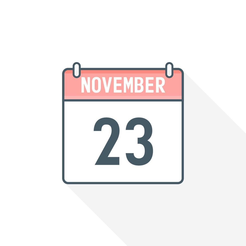 23rd November calendar icon. November 23 calendar Date Month icon