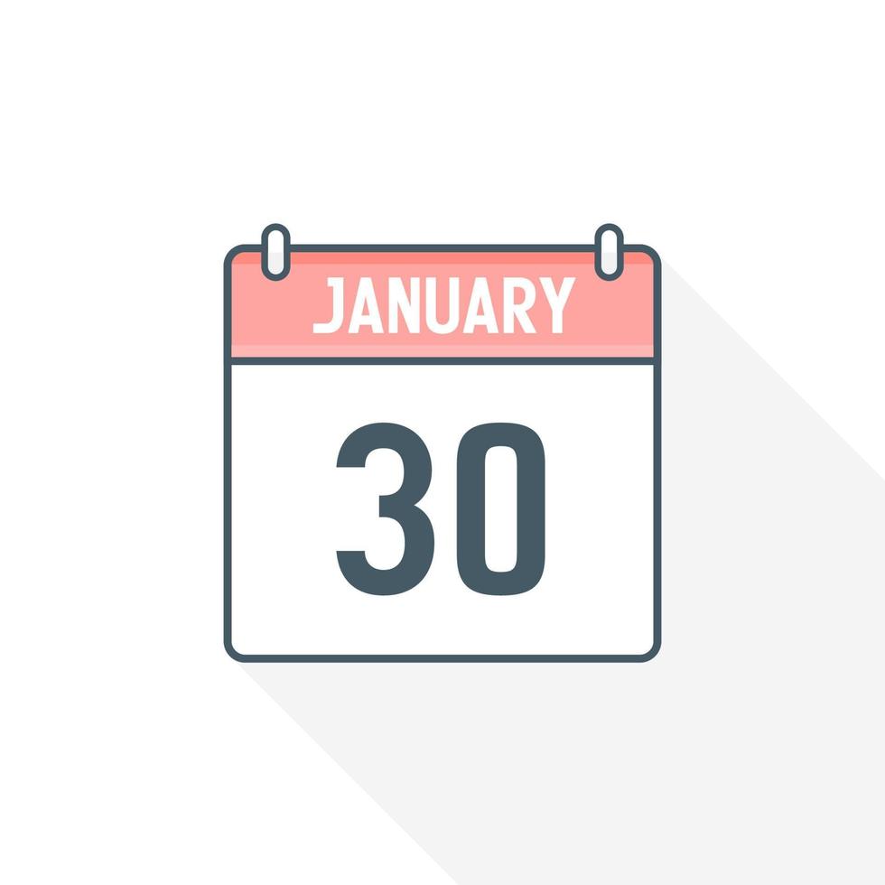 Icono del calendario del 30 de enero. 30 de enero calendario fecha mes icono vector ilustrador