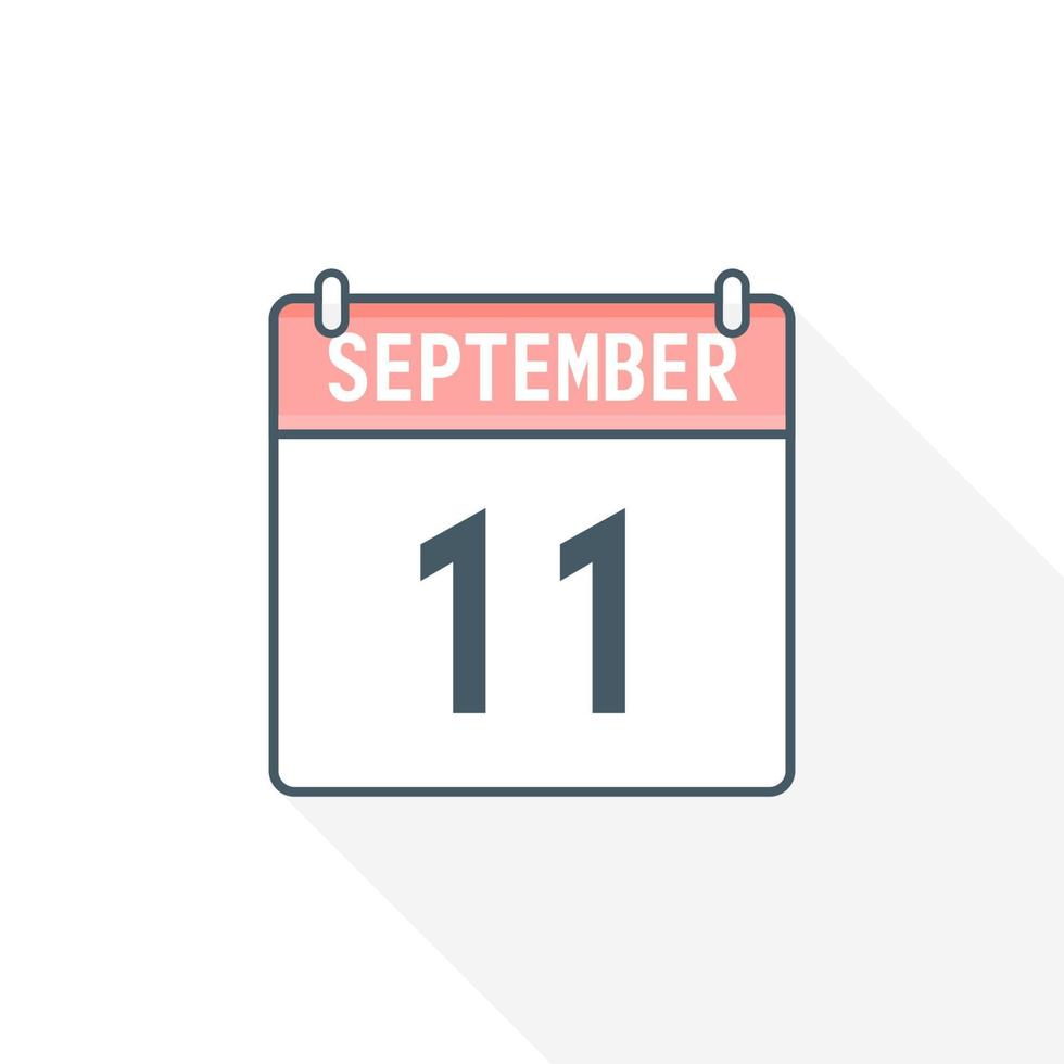 11th September calendar icon. September 11 calendar Date Month icon vector illustrator