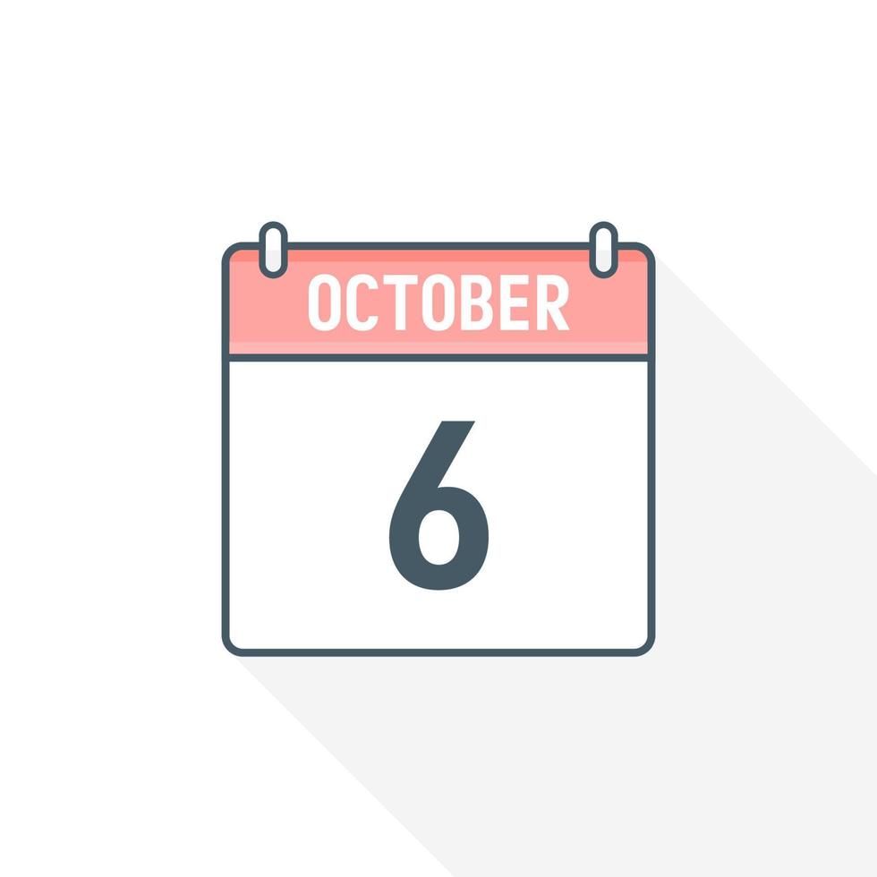 6th October calendar icon. October 6 calendar Date Month icon vector illustrator 17188796 Vector
