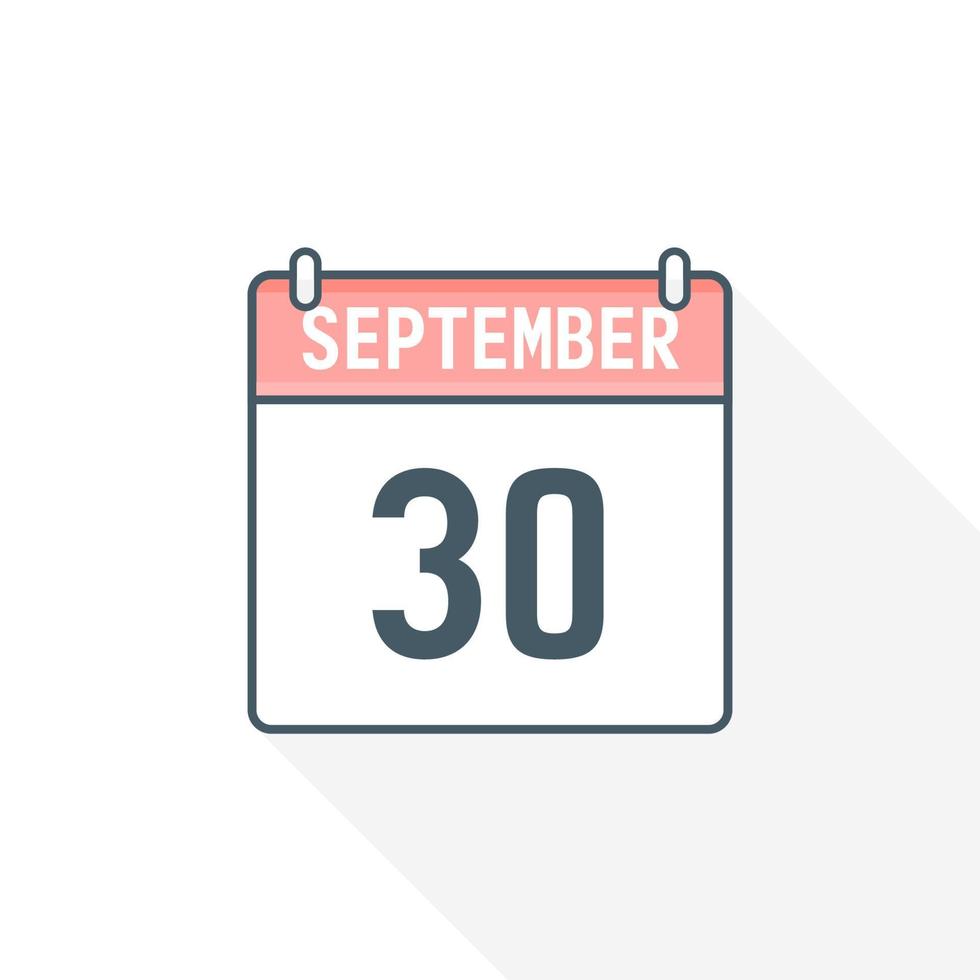 30th September calendar icon. September 30 calendar Date Month icon vector illustrator