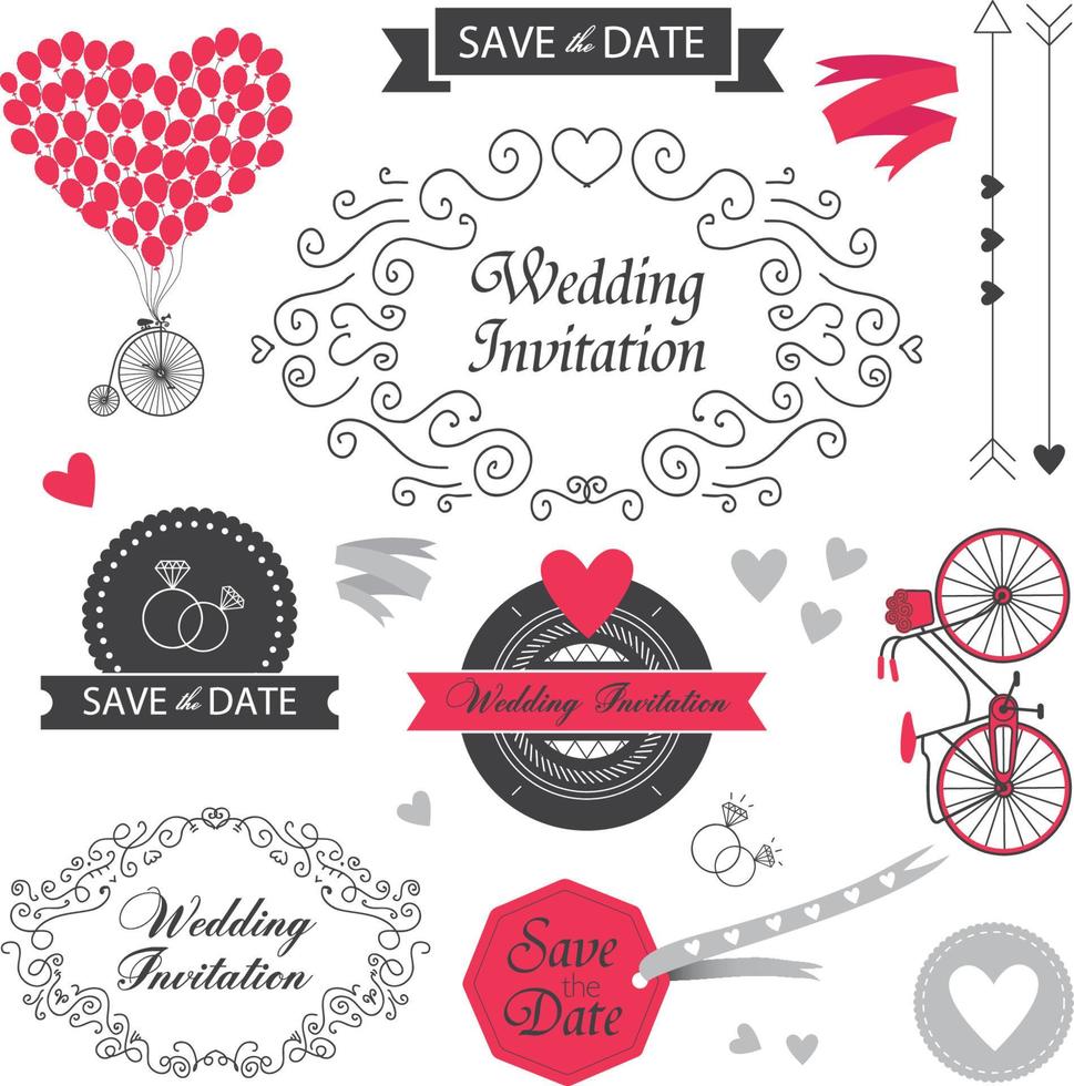 Vector Hand drawn doodle Love collection, illustration Sketchy icons. Big set for Valentine s day, Mothers day, wedding, love and romantic events. Frames, laurels, florals, vintage design