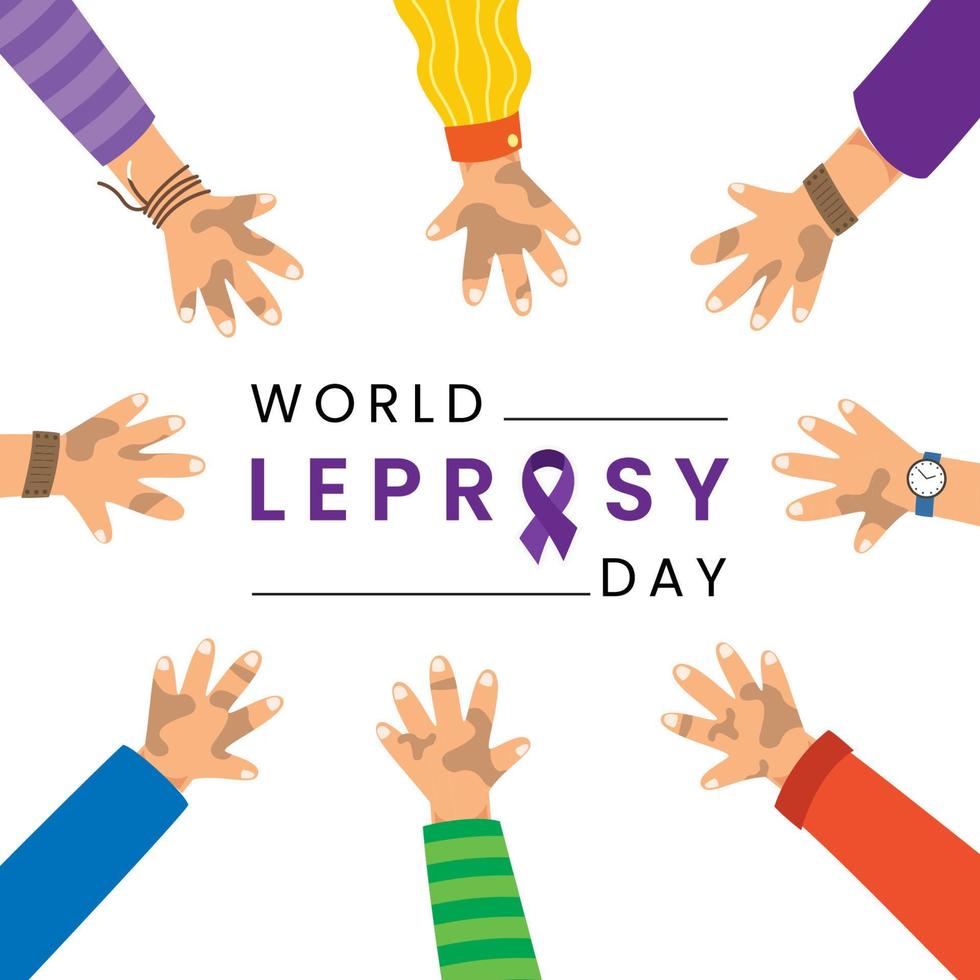 símbolo del día mundial de la lepra para el banner de plantilla de medios sociales. ilustración vectorial del día mundial de la lepra. vector