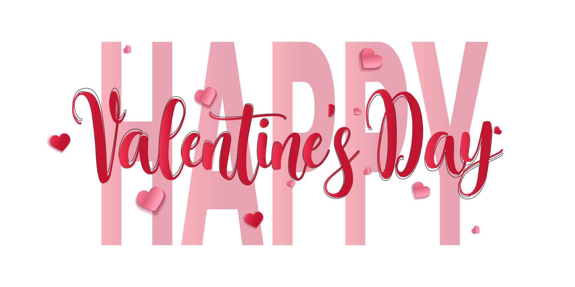 plantilla de tarjeta de felicitación del día de san valentín con texto tipográfico feliz día de san valentín y corazón rojo y línea en el fondo. letras feliz día de san valentín banner. ilustración vectorial vector