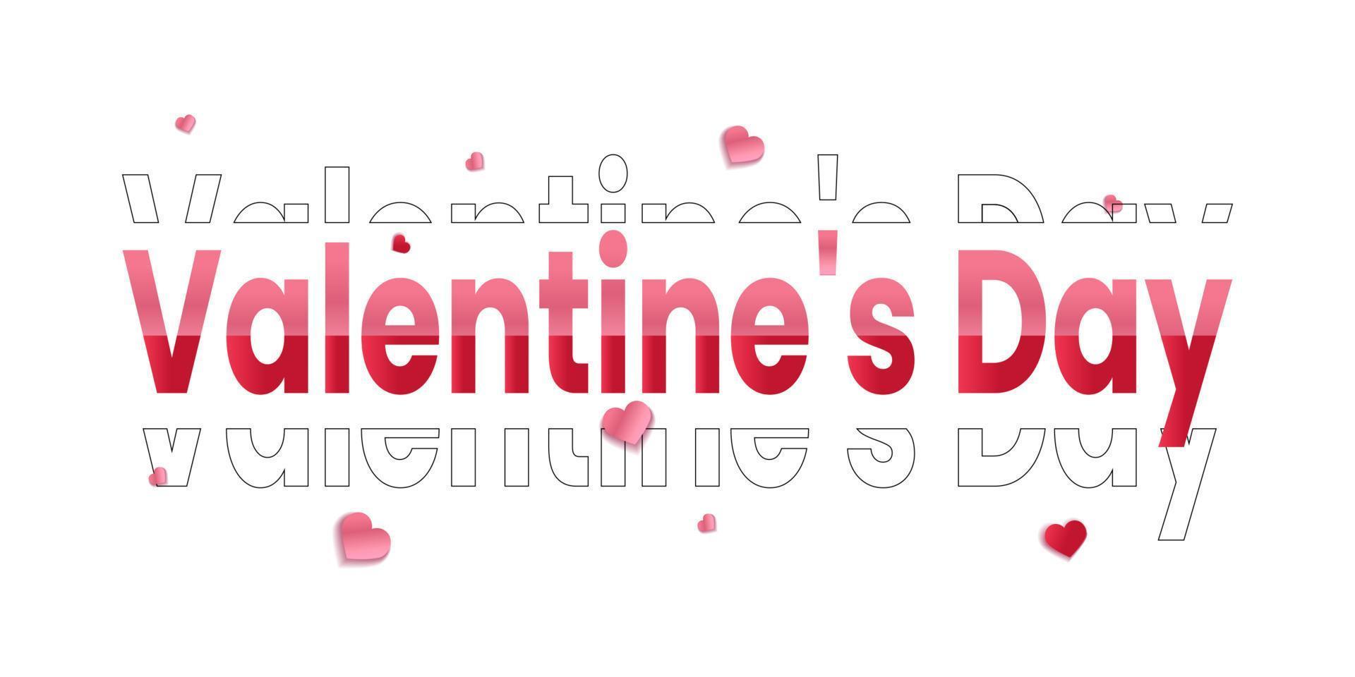 Valentines Day greeting card template with typography text happy valentines day and red heart and line on background. Lettering Happy Valentines Day banner. Vector illustration