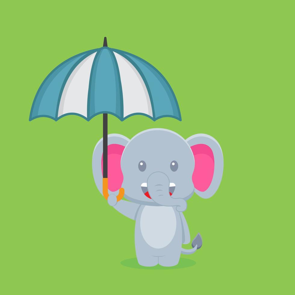 Cute Elephant Holding Umbrella vector
