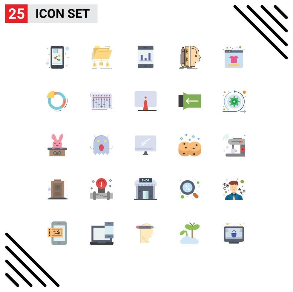 25 Thematic Vector Flat Colors and Editable Symbols of online shopping thinking analytics size human Editable Vector Design Elements