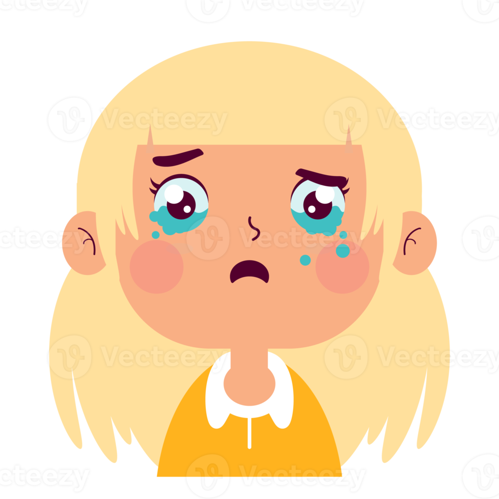 girl crying face cartoon cute png