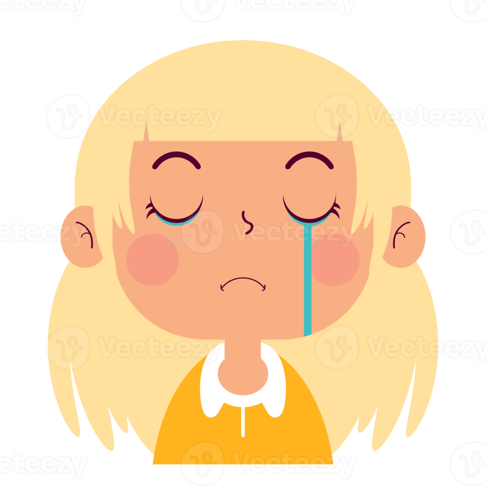 girl crying face cartoon cute png