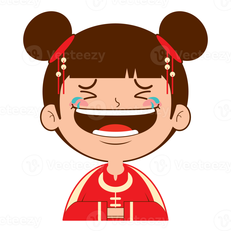 niña china riendo cara dibujos animados lindo png