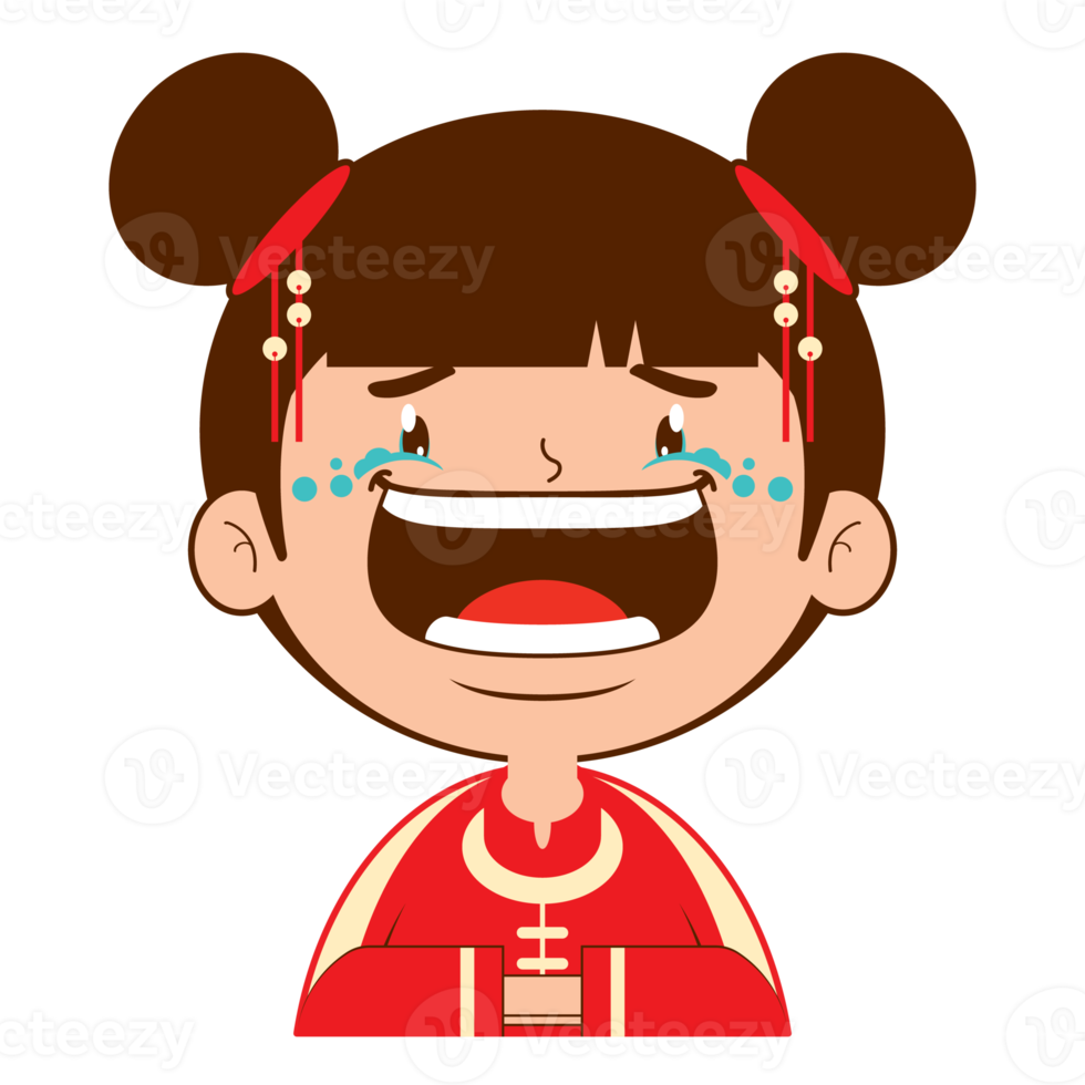 chinese girl laughing face cartoon cute png