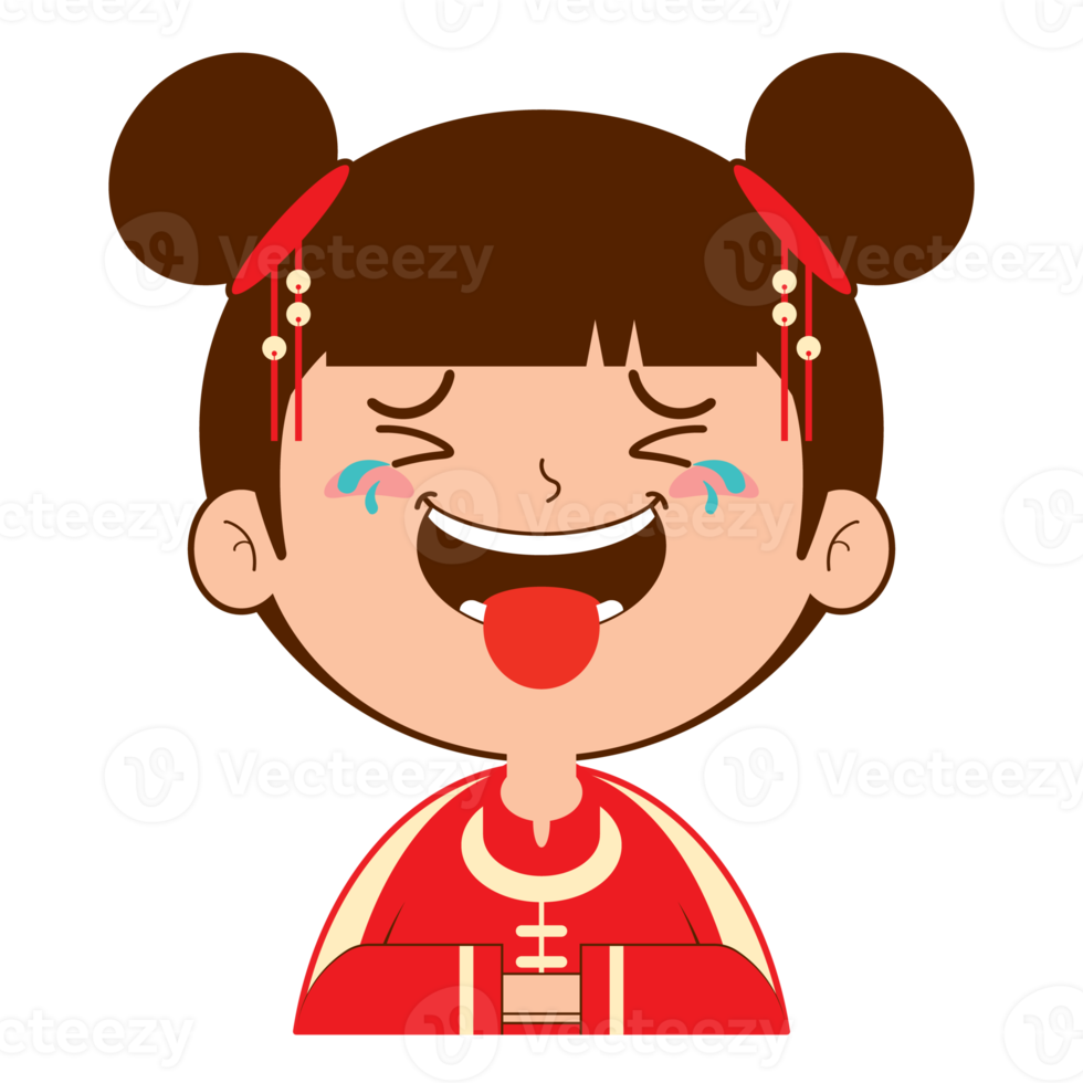 chinese girl laughing face cartoon cute png