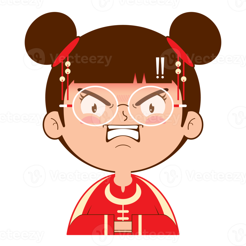 Free chinese girl angry face cartoon cute 17189076 PNG with Transparent  Background