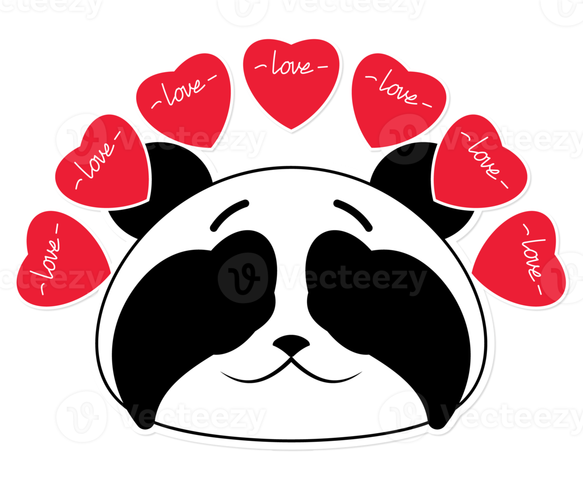 panda amour saint valentin dessin animé mignon png