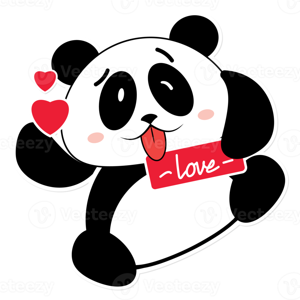 panda amour saint valentin dessin animé mignon png