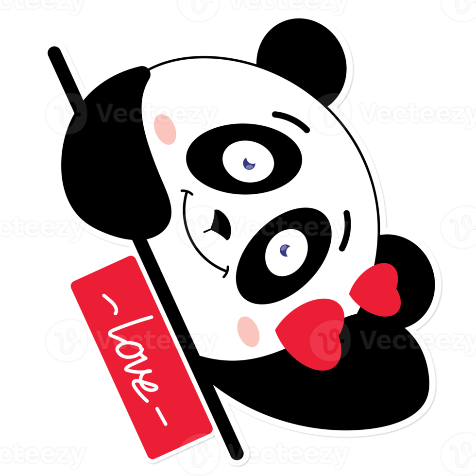 panda amour saint valentin dessin animé mignon png