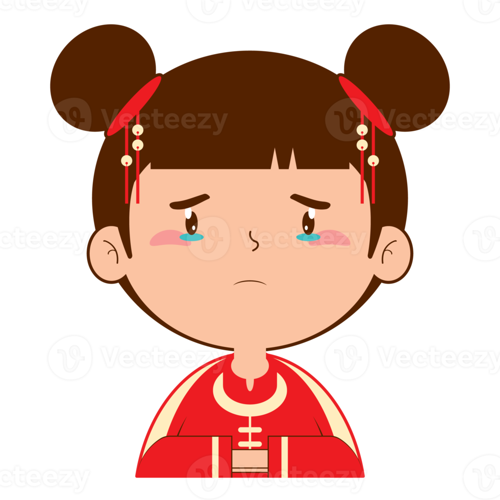 chinese girl crying face cartoon cute png