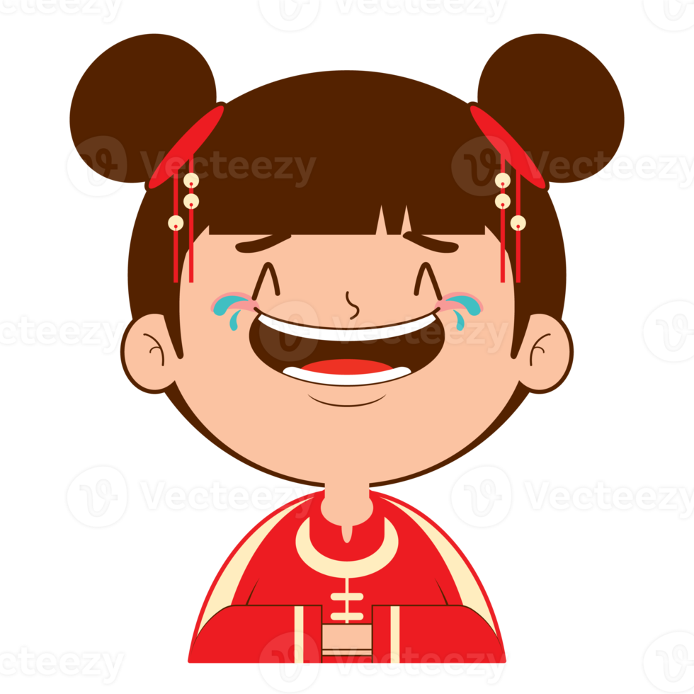 niña china riendo cara dibujos animados lindo png