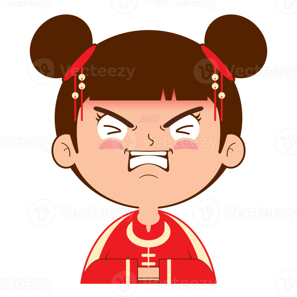 chinese girl hurt face cartoon cute png